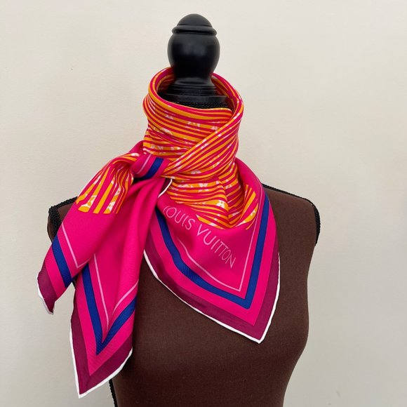 New Louis Vuitton Scarf Monogram Alma Bag  Purple Silk Wrap - Picture 14 of 15